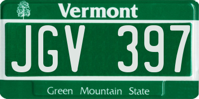 VT license plate JGV397