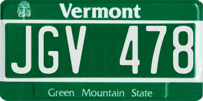 VT license plate JGV478