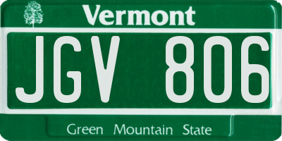 VT license plate JGV806