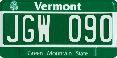 VT license plate JGW090