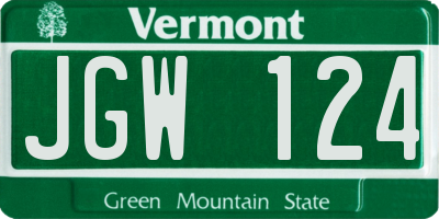 VT license plate JGW124