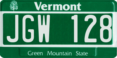 VT license plate JGW128