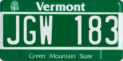 VT license plate JGW183