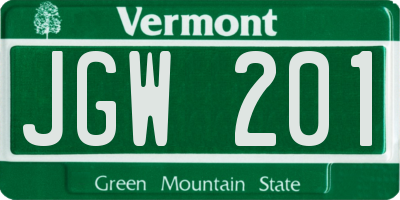 VT license plate JGW201