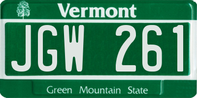 VT license plate JGW261