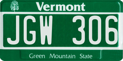 VT license plate JGW306