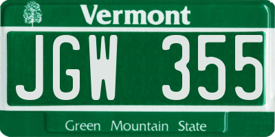 VT license plate JGW355