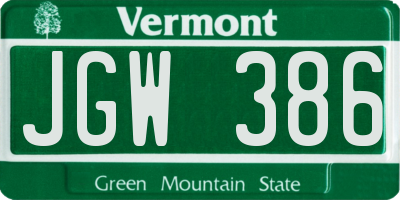 VT license plate JGW386
