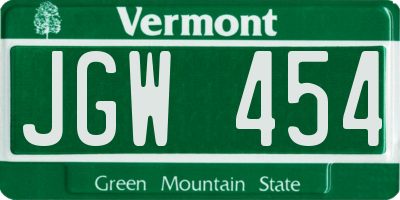 VT license plate JGW454