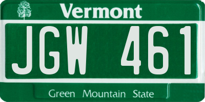 VT license plate JGW461
