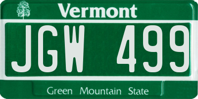 VT license plate JGW499
