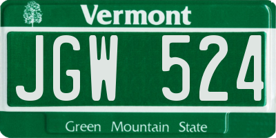 VT license plate JGW524