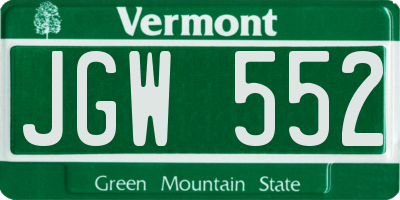 VT license plate JGW552