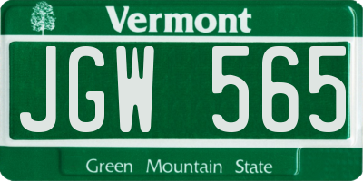VT license plate JGW565