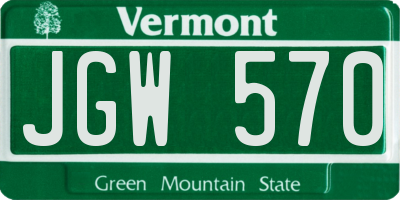 VT license plate JGW570