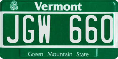 VT license plate JGW660