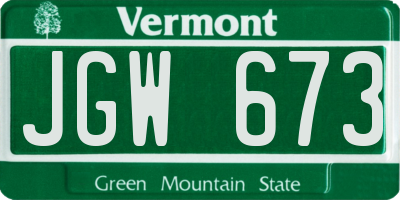 VT license plate JGW673