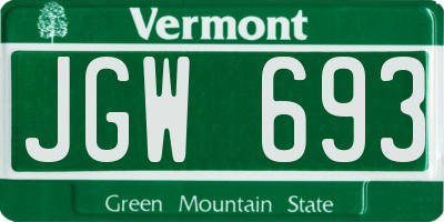VT license plate JGW693