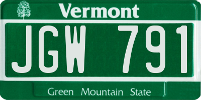 VT license plate JGW791