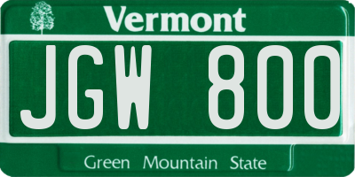 VT license plate JGW800