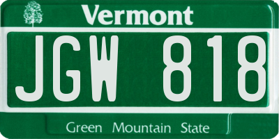 VT license plate JGW818