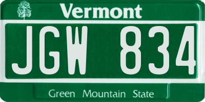 VT license plate JGW834