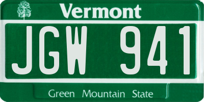 VT license plate JGW941