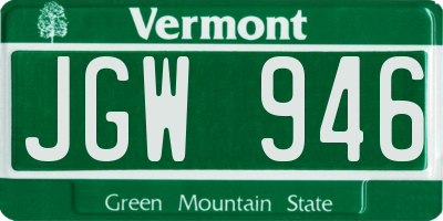 VT license plate JGW946