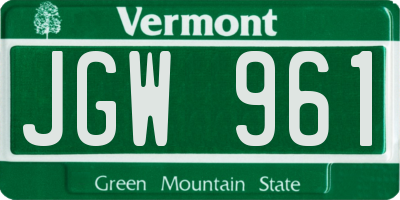 VT license plate JGW961