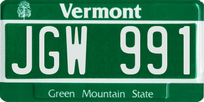 VT license plate JGW991