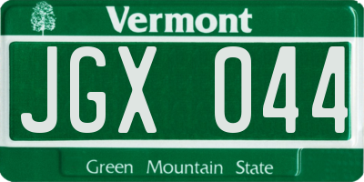 VT license plate JGX044