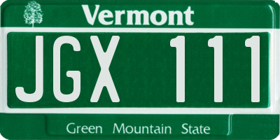 VT license plate JGX111