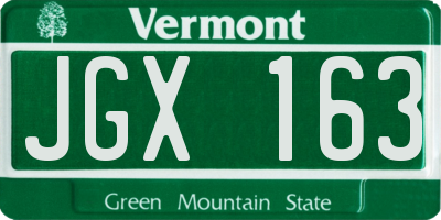 VT license plate JGX163