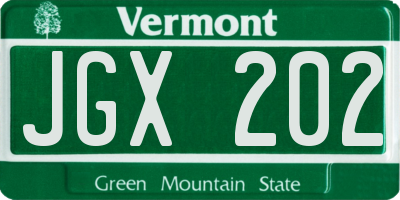 VT license plate JGX202