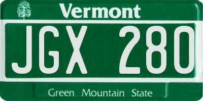 VT license plate JGX280