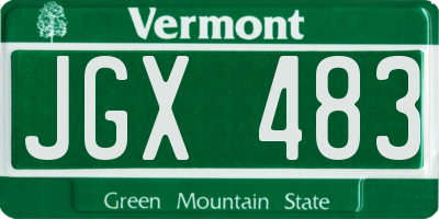 VT license plate JGX483