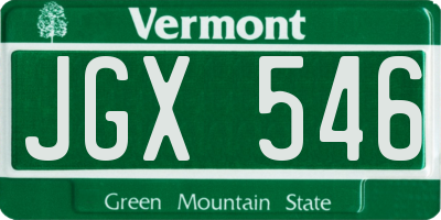 VT license plate JGX546