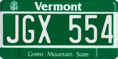 VT license plate JGX554
