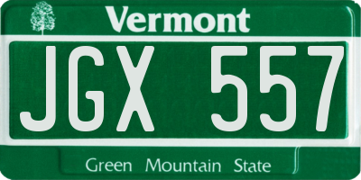 VT license plate JGX557