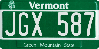 VT license plate JGX587