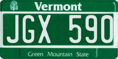 VT license plate JGX590