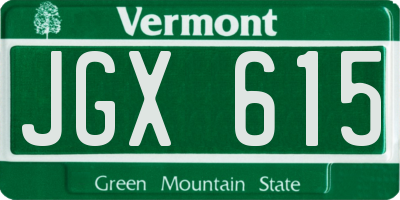 VT license plate JGX615