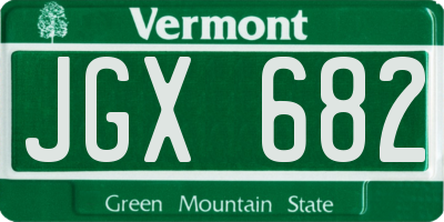 VT license plate JGX682