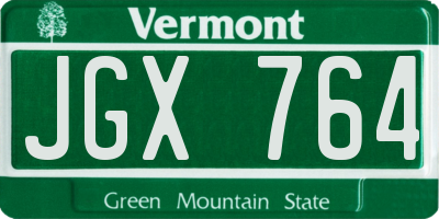 VT license plate JGX764