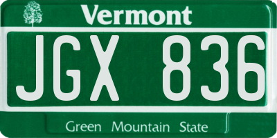 VT license plate JGX836