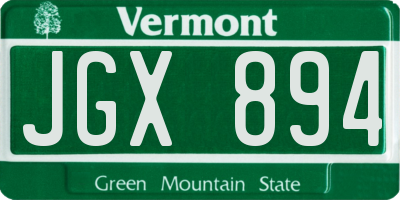 VT license plate JGX894