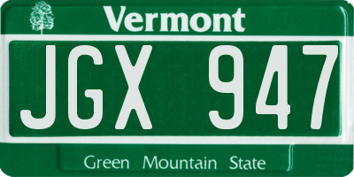 VT license plate JGX947