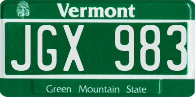 VT license plate JGX983