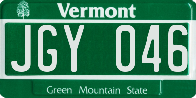 VT license plate JGY046