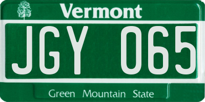 VT license plate JGY065